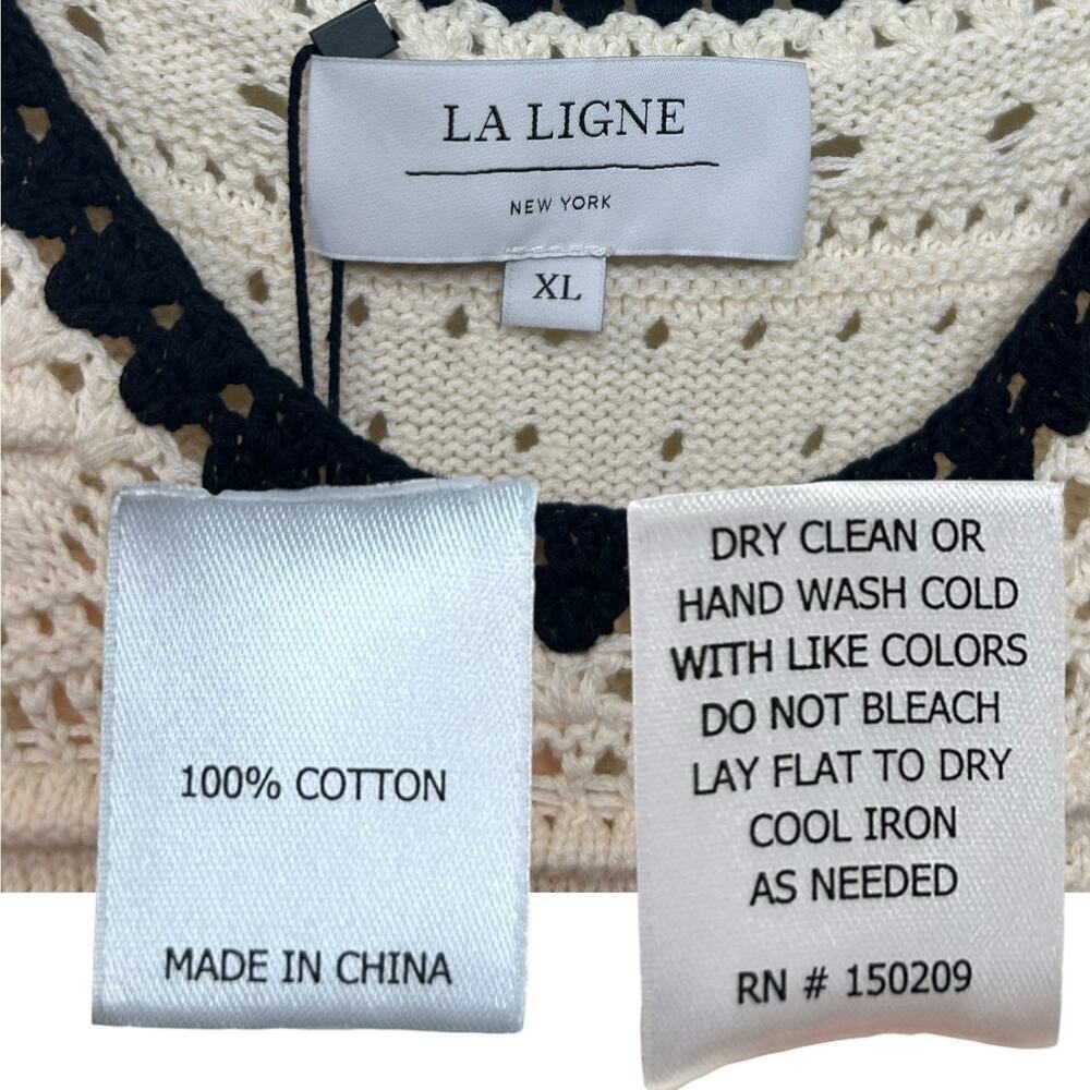 La Ligne - NWT, Women's 'Mallory' Mini Knit Dress - Cream/Black, X-Large - Picture 5 of 13